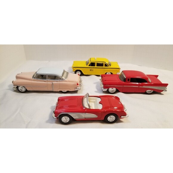 1/43 Diecast Car Lot of 4 ERTL 60 Chevy Corvette/57 Chevy/52 Caddy/59 Cab - Picture 1 of 10